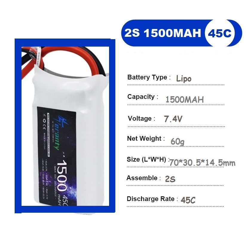 2PCS 7.4V Lipo 2S 배터리 1500mah/ - Drone Tech Rc 리뷰 및 가격