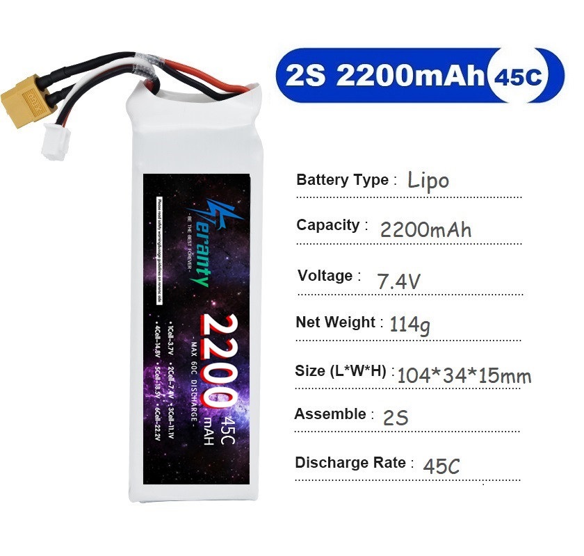 2PCS 7.4V Lipo 2S 배터리 1500mah/ - Drone Tech Rc 리뷰 및 가격